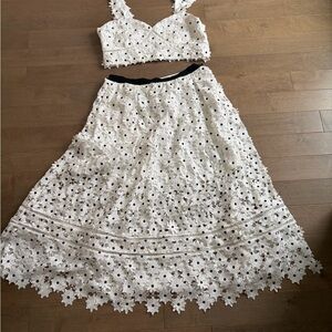 Self-Portrait White Floral Lace Skirt Set size 10